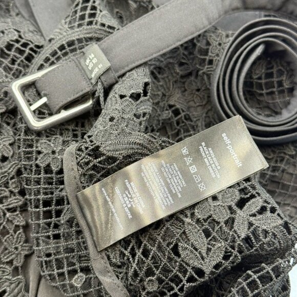 🆕 SELF PORTRAIT 🧿 NWOT Black Lace Button Front Mini Dress, Sz UK 14 US 10 - Picture 16 of 16